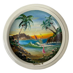 Lofisa Hand Painted Decorative Plate Beautiful Day At The Beach Mazatla 89 9.5"